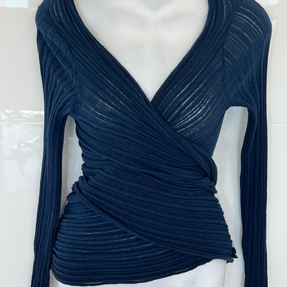 Ioanna Kourbela Sweaters - Ioanna Kourbela basics polymorphic cotton blue wrap cardigan